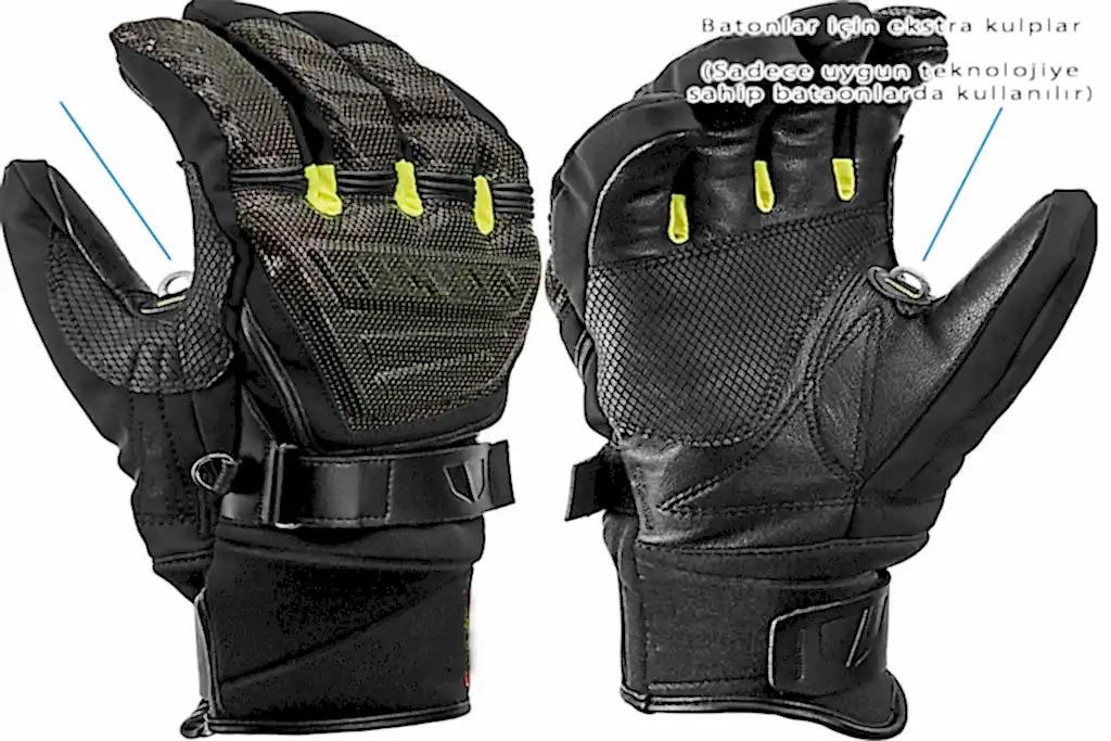 Baton kulplu kayak eldivenleri